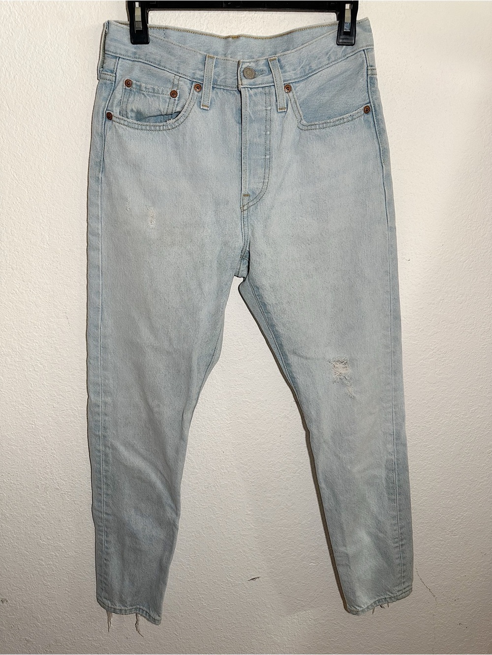 Worn Once Levi's 501® Skinny Jeans 100% Cotton in Light Blue Wash Size 27 $98